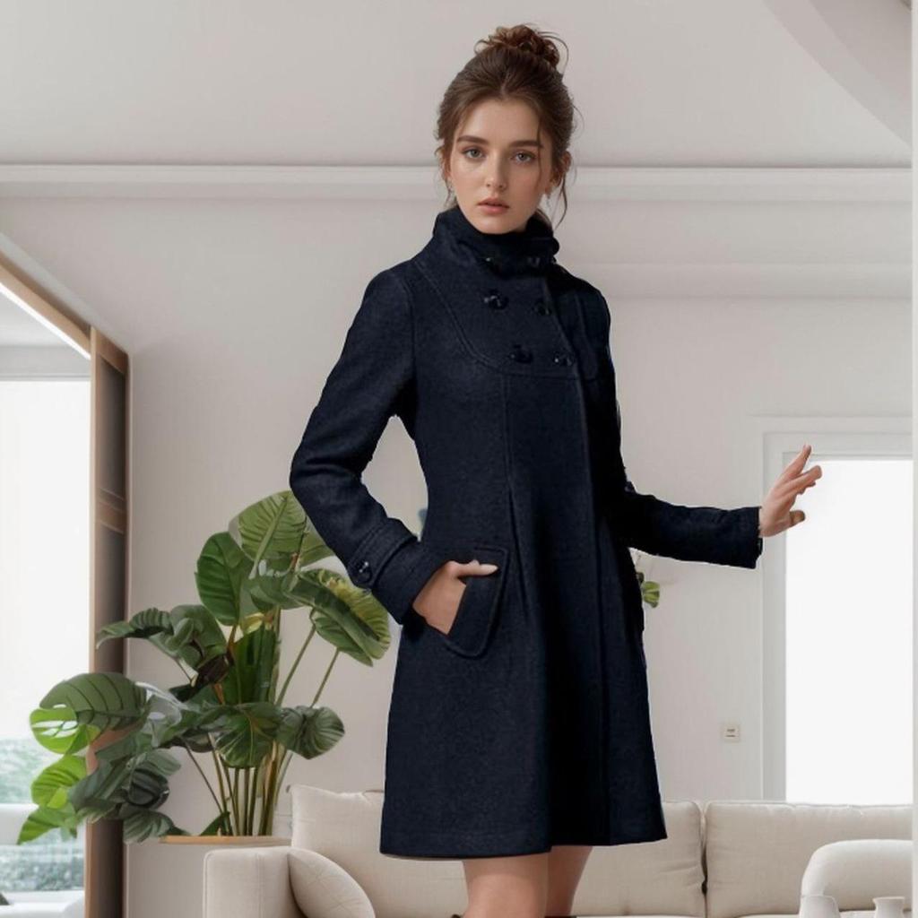 European Beautiful Women's Woolen Coat Medium and Long Woolen Coat Hooded Double-breasted Halloween Cape Trench Coat Woman