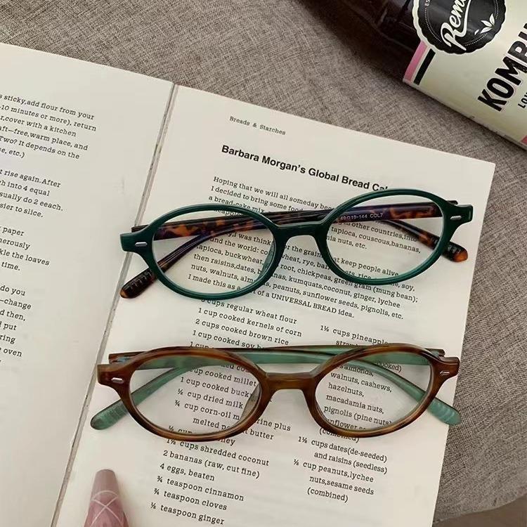 Plain Face Tortoiseshell Oval Glasses Female Student Anti-Blue Light Glasses Flat Glasses Glasses Frame Can Be Matched