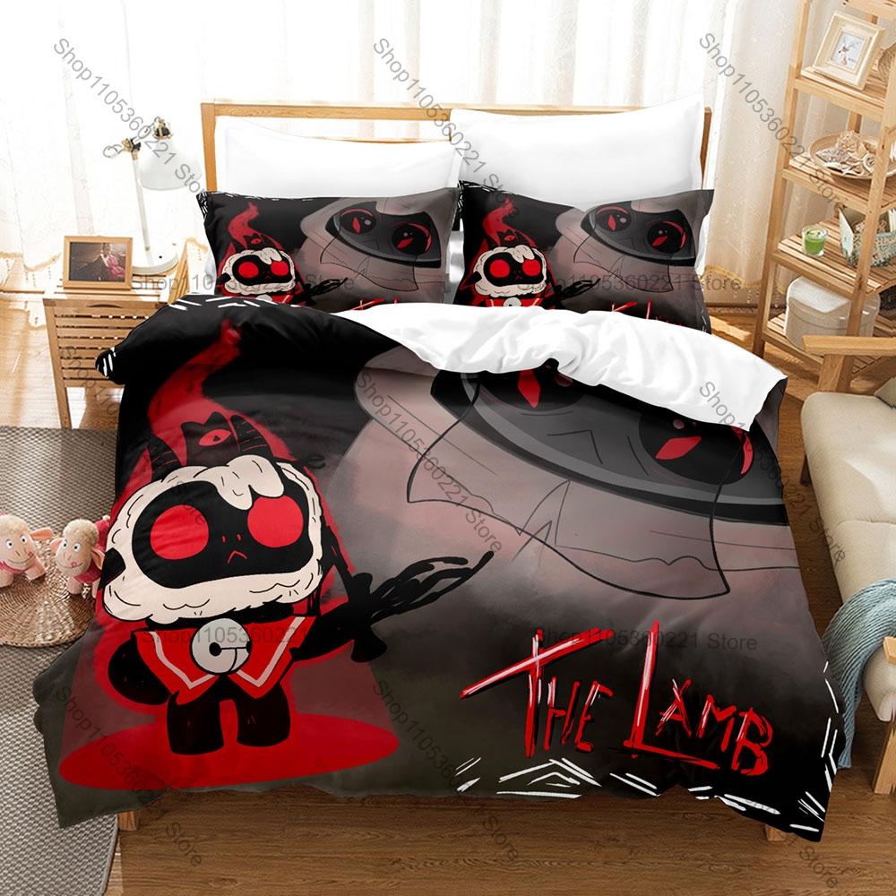 Cool Roguelike Cult Of The Lamb Game Merch Duvet Cover Set 1 Duvet Cover + 2 Pillowcases Soft Microfiber For Gamer Fans