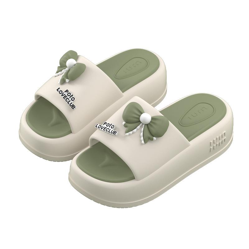 2025 Ladies Chunky Platform Slippers Woman High Heels Flat Sandals Thick Sole Lovely Bow-tie Flip Flops Female Eva Cloud Slides