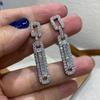European Style Simple Full Diamond Rectangular Earrings Geometric Rectangular Strip Fringed Earrings Retro Temperament Earrings