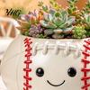 Creative Garden Ornament Rugby Ball Succulent Planter, Resin Small Flower Pot with Feet, Weatherproof Decor Cute Smiling Plant for Indoor Outdoor Home