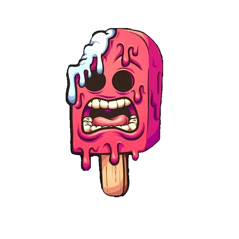 Bavlněné tričko černé s kresleným potiskem tající zmrzliny pro běžné nošení