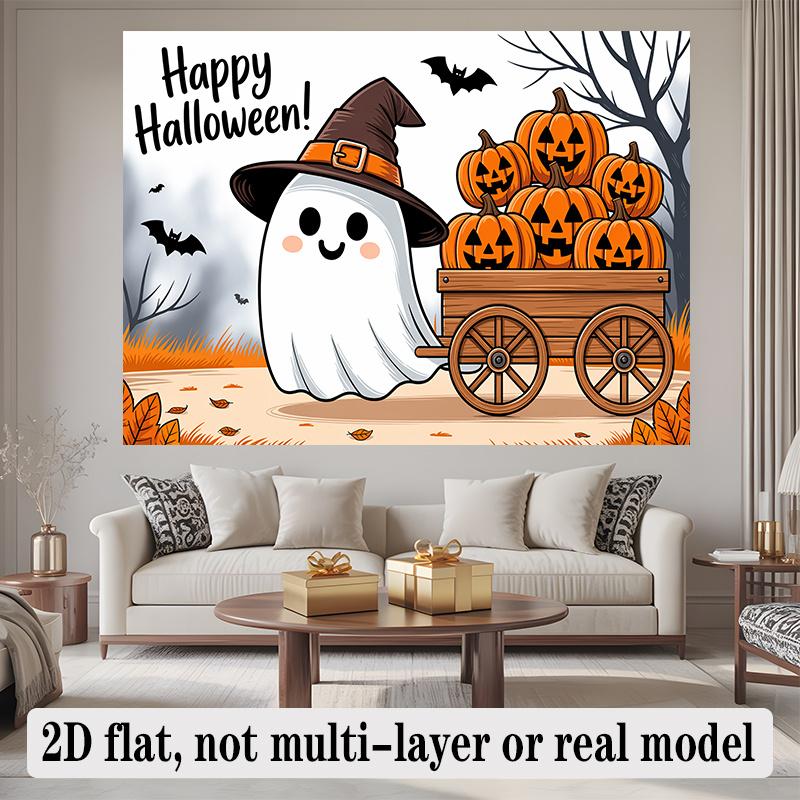 Party Backdrop Halloween Cartoon Flat Cute Pumpkin Hanging Winter Wedding Photo Background Decor Front Door Decor