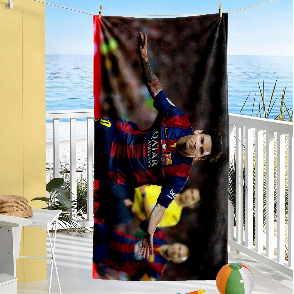 Messi's Wall Pose Beach Towel Super Soft Microfiber Quickdry Fabric Comfortable Lightweight
