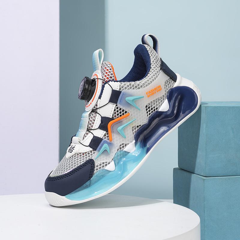 2026 New Children's Sports Dad Shoes Breathable Hollow Single Mesh Shoes Rotating Buckle Running Shoes