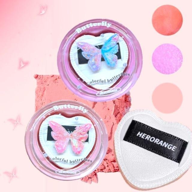HERORANGE - Butterfly Rhyme Air Powder Blusher Cream - (4-6) 04 - 5g