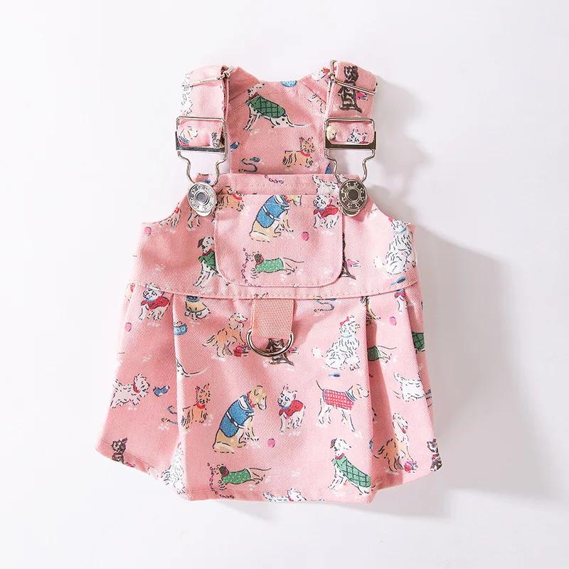 Autumn Winter Dog Princess Cartoon Cute Dogs Graffiti Traction Strap Skirt Cat Skirt Pet Dog Clothes Puppy Clothes Dresses
