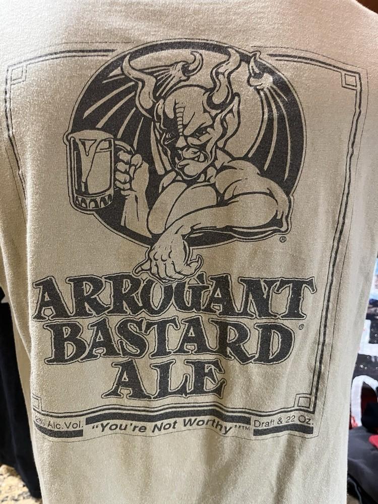 Vintage 2000s Arrogant Bastard Ale Beer 2-Sided XL Shirt Green Unisex T-Shirt S