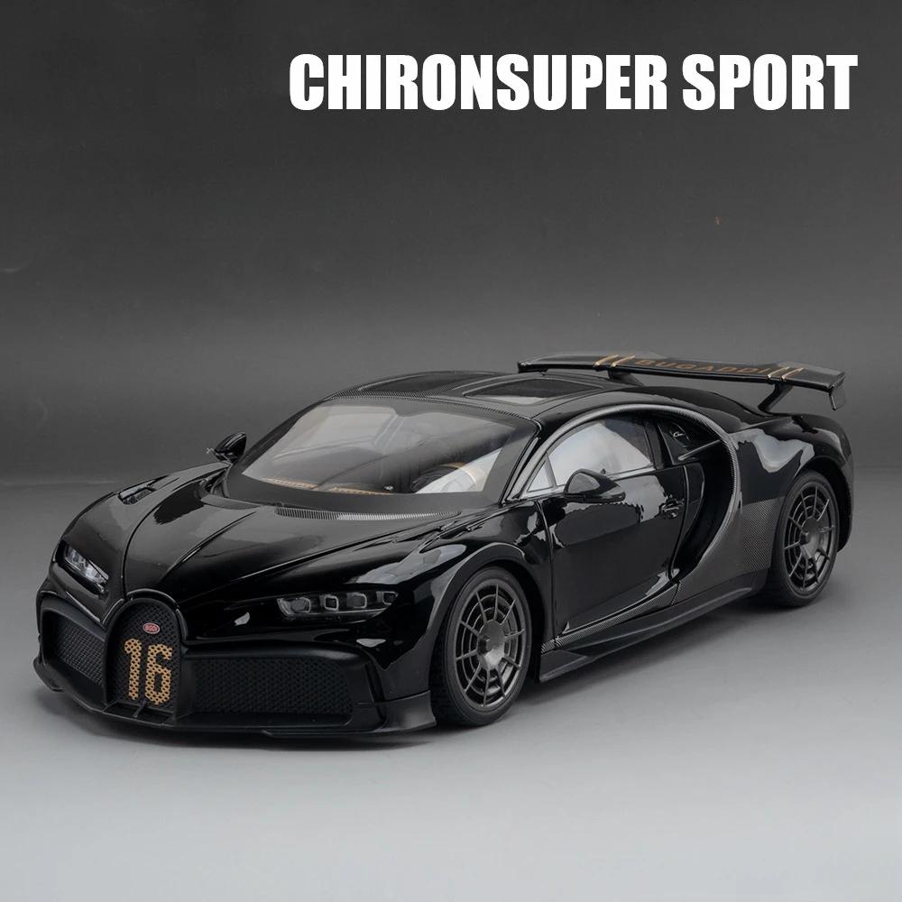 1:18 Scale Chiron Sports Car Model Toy Diecasts Metal Doors Opened Sound Light Shock Absorption Vehicles Toys Gifts for Children
