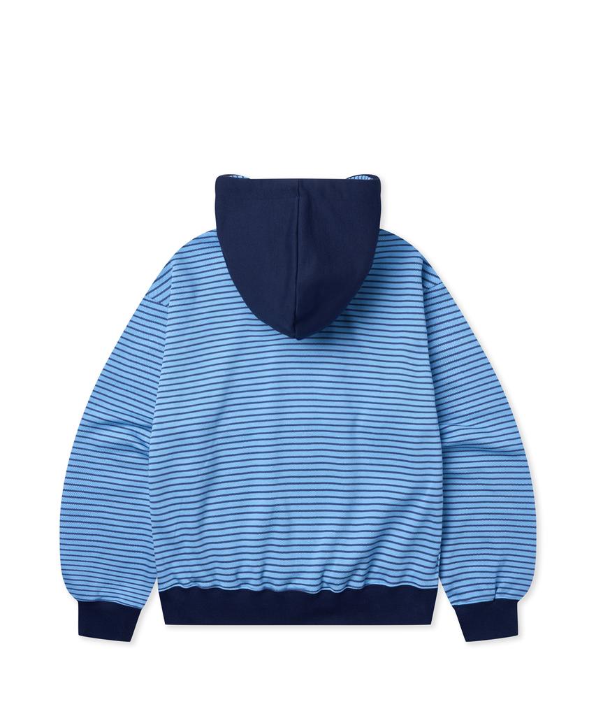 Losers Club Striped Two-Tone Two-Way Zip-Up Hoodie Sky Blue