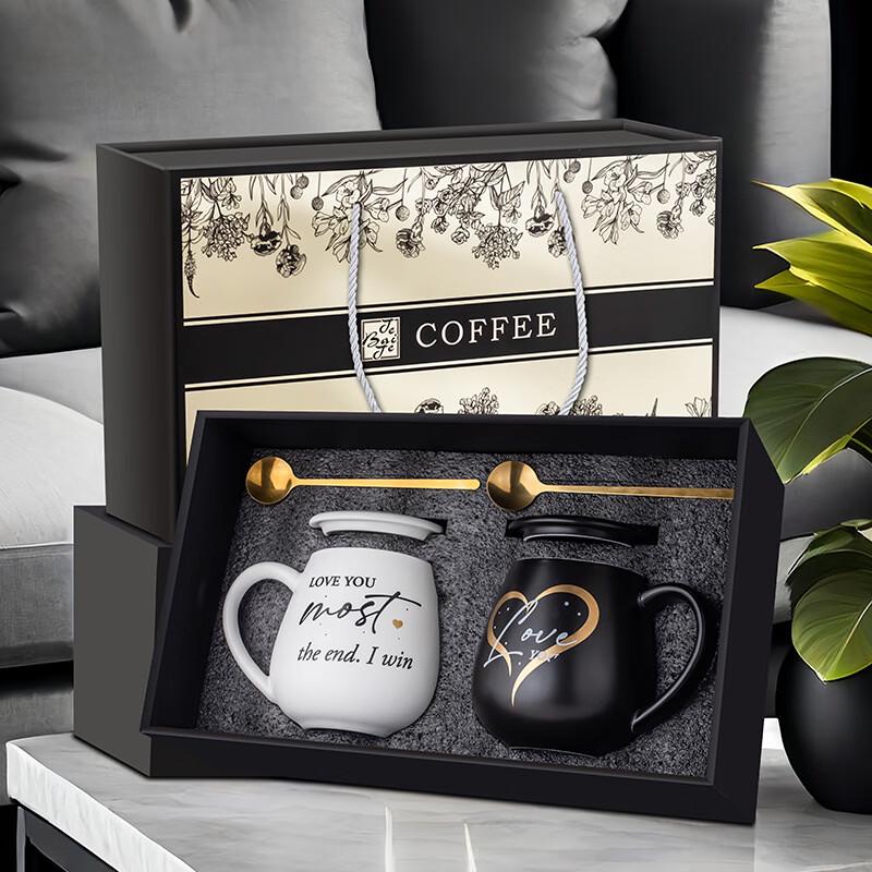 

Ceramic Couple Coffee Mugs with Lid & Spoon