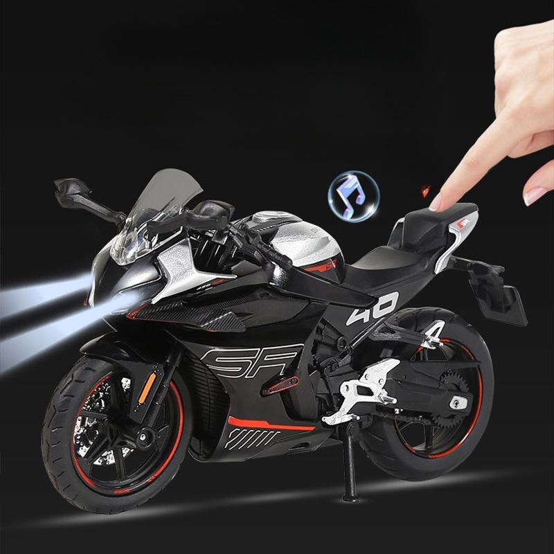 Simulation 1/12 CFMOTO 450SR Alloy Motorcycle Model Sound and Light Toy Vehicle Children Boy Birthday Gift Collection Miniature