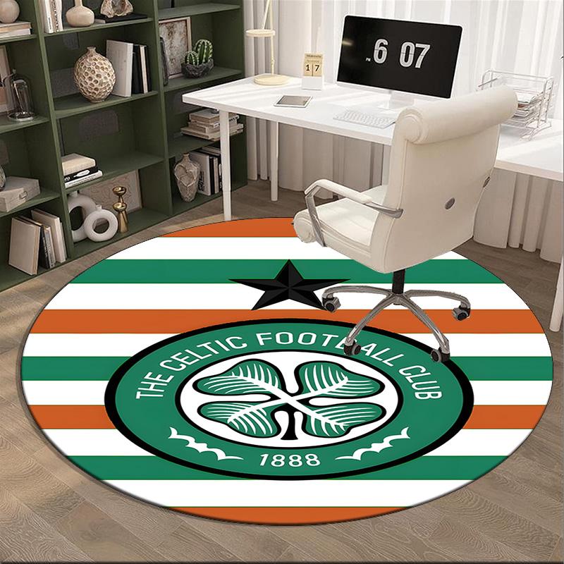 1PC round rug Cel-tic Football Club Crest Printed Round Area Rug ,Rug For Home Office, Round Chair Rug, Decorative Carpet Fan gifts Christmas gift