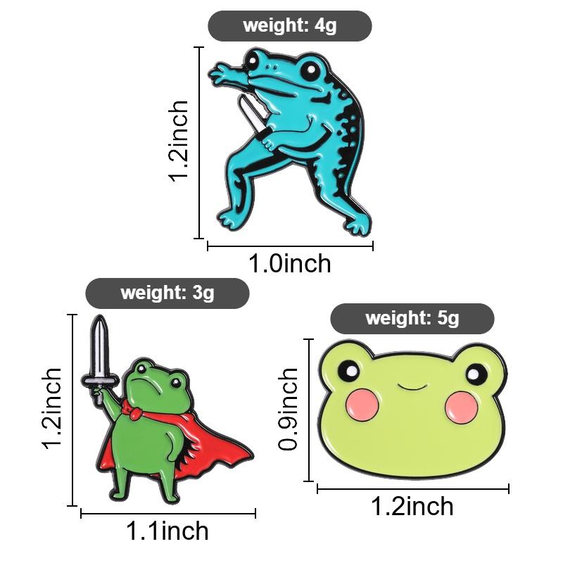 Battle Warrior Frog Enamel Pins Froggy with Cloak Sword Brooches Lapel Badges Punk Animal Jewelry Gift for Friends
