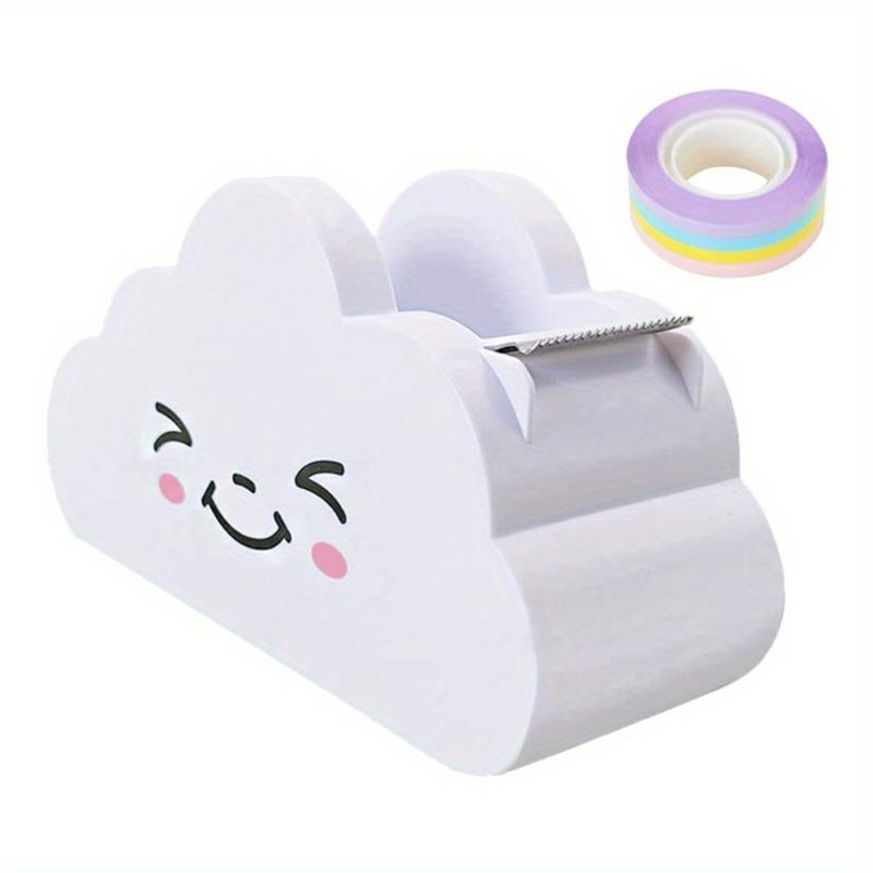 1Pc Cloud Tape Dispenser, Desktop Tape Dispenser, Office Desktop Tape Dispenser Cutter, with Rainbow Tape Roll, for Home Office, School Supplies