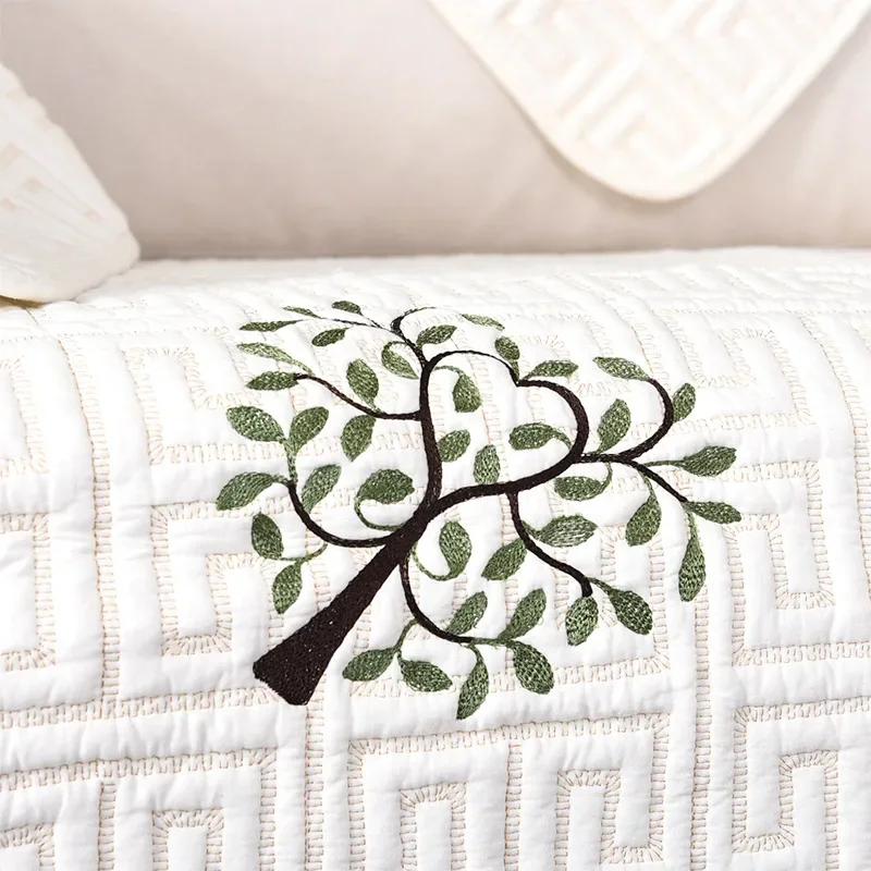Thick Cotton Sofa Covers Slipcovers for Couch Anti-Skip Garden Armchair Sofa Towel Decorative Couch Cover for Living Room White