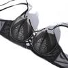 Set reggiseno push-up sexy cavo Set classico con fasciatura regolabile con cinturino alla caviglia Set intimo donna moda reggiseno in pizzo nero tentazione