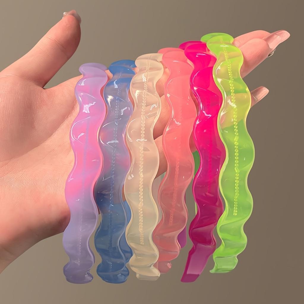 Hairband in Jelly Color Face Washing Hair Pressing Teeth Waves Anti-slip Headband Women's Outing, Versatile Hair Clip, Temperament Headwear