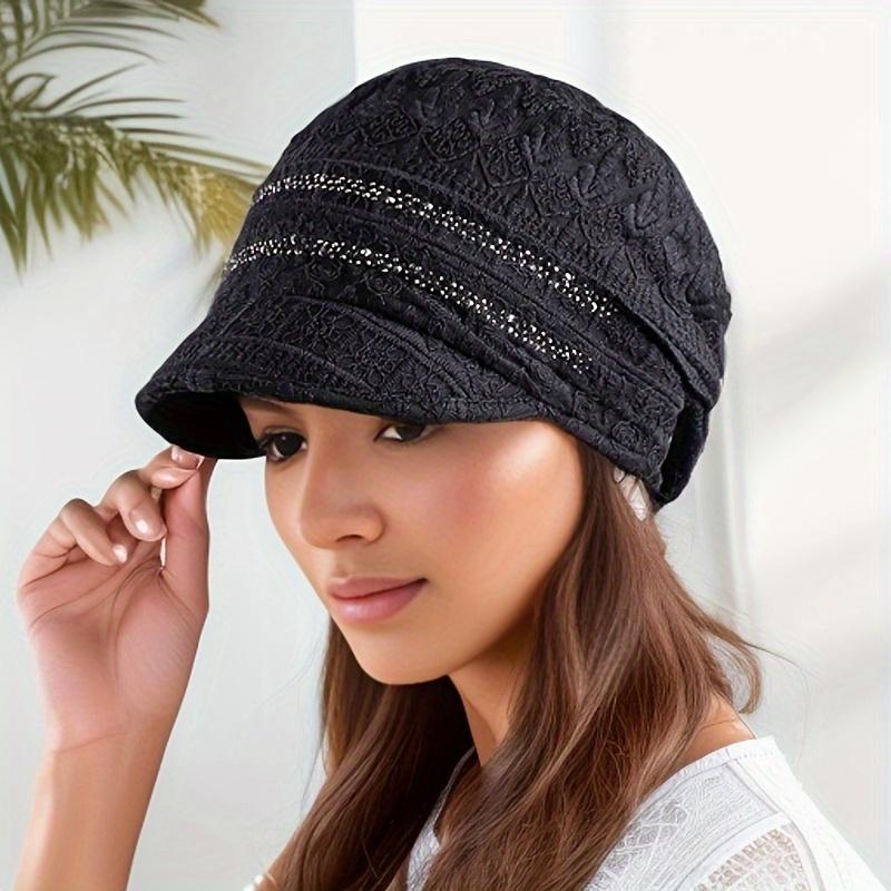 Casual Soft Beanies Cap Short Brim Bonnets for Women Loose Crochet Women Baseball Cap Autumn Winter Foldable Earflap Hats Hollow