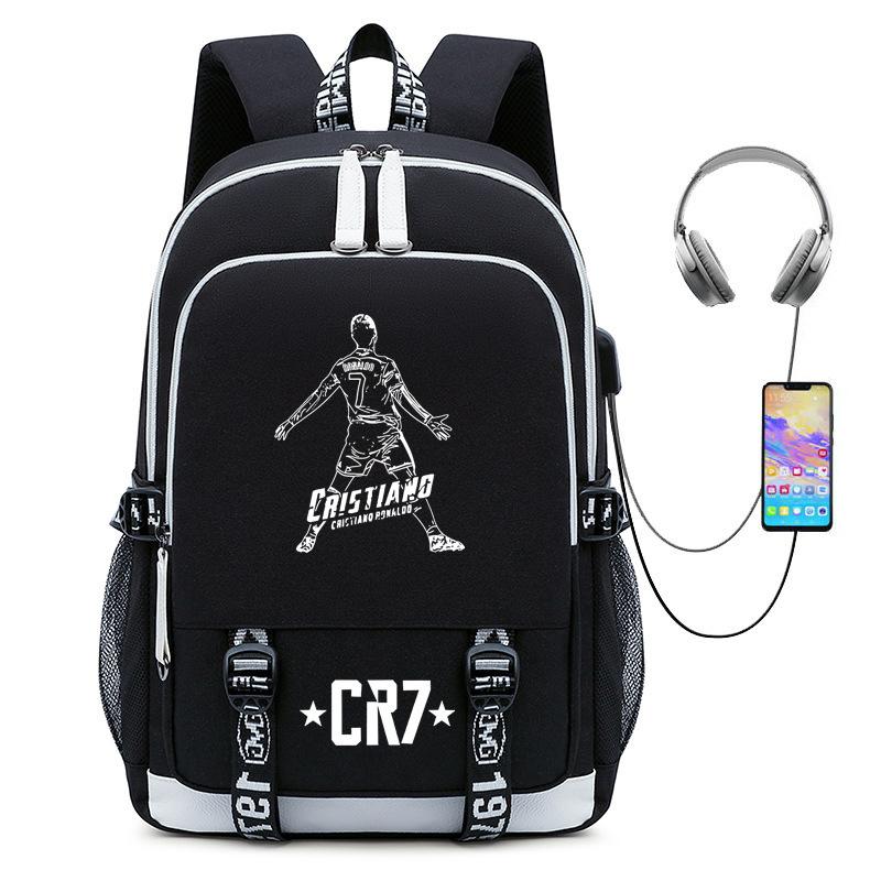 Football Star Collection Teen Primary And Secondary School Student School Bag Usb Men'S And Women'S Casual Backpack