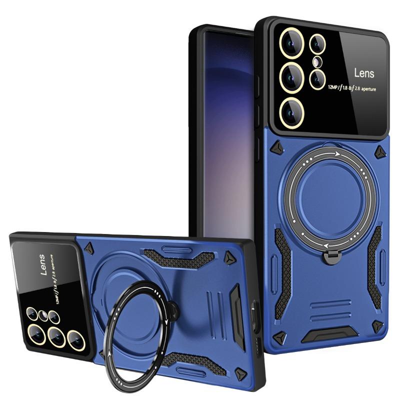 Suitable for Samsung S25 Ultra Magnetic Suction Phone Case S24FE Rotary Bracket A55 Full Inclusive Anti Fall Protection Case