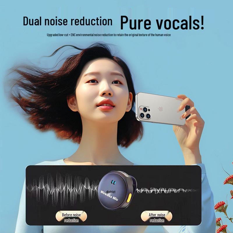 Q8 Wireless Lavalier Microphone: Dual Magnetic Suction, Noise Reduction, Long Battery Life for Live Streaming and Video Recording.