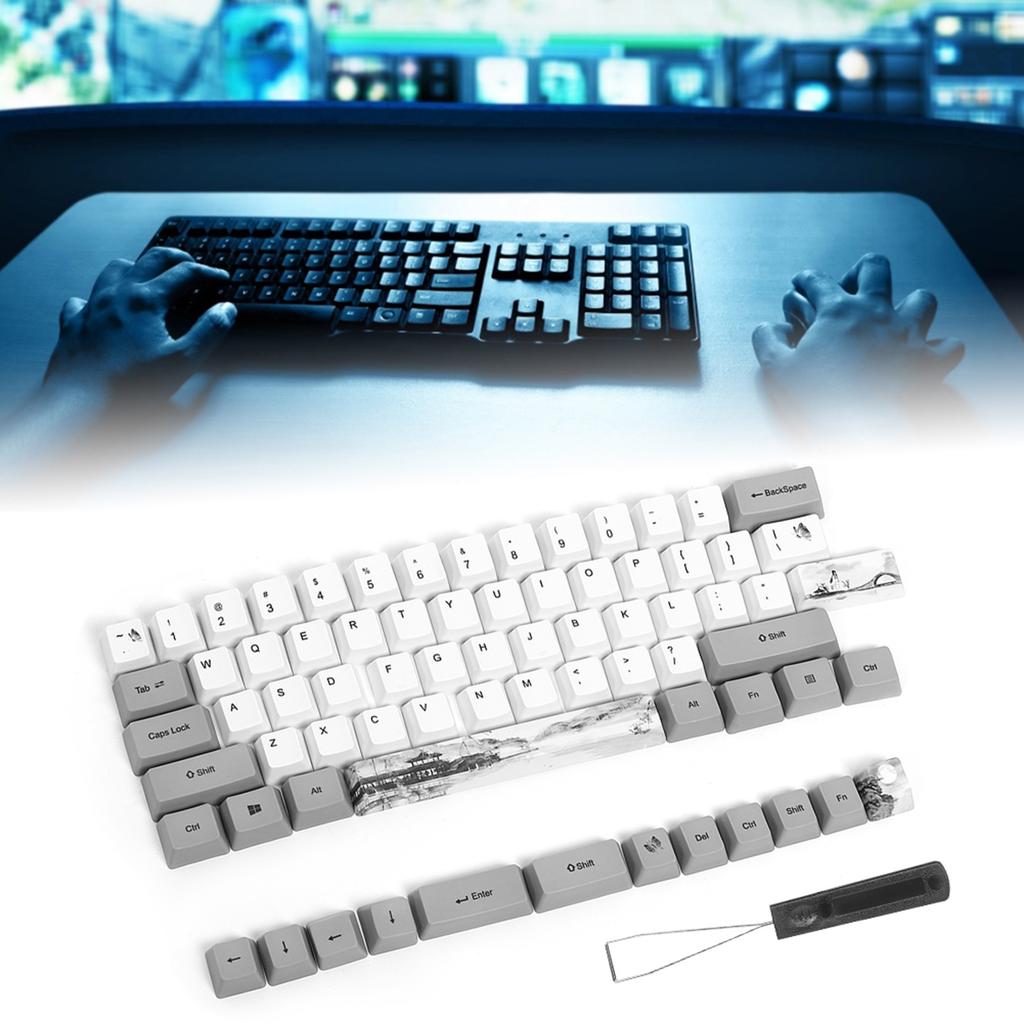 73PCs Sublimační krytky kláves PBT Mechanická klávesnice Příslušenství PC díly s roztomilým vzorem(6064 Motiv