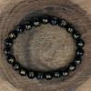 8mm Natürlicher Schwarzer Onyx OM Edelstein Perlen Armband 7.5" Runde OM Perlen Schmuck Geschenk Für Sie/Ihn RBB-20