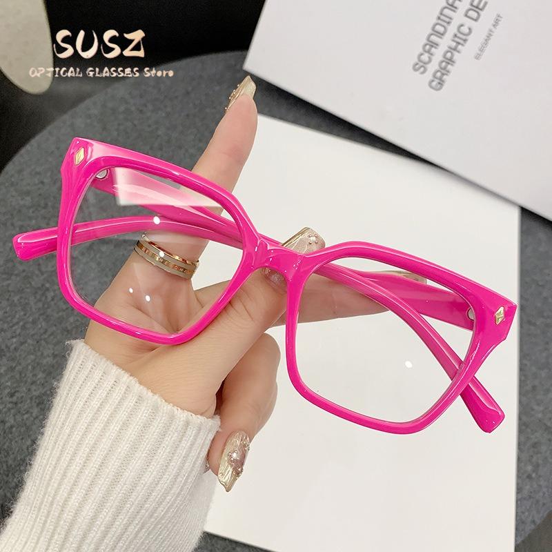 SUSZ Reading Glasses Colorful PremiumRectangle Light BlockingWomen's Fashion Myopia Glasses Prescription Progressive Eyeglasses