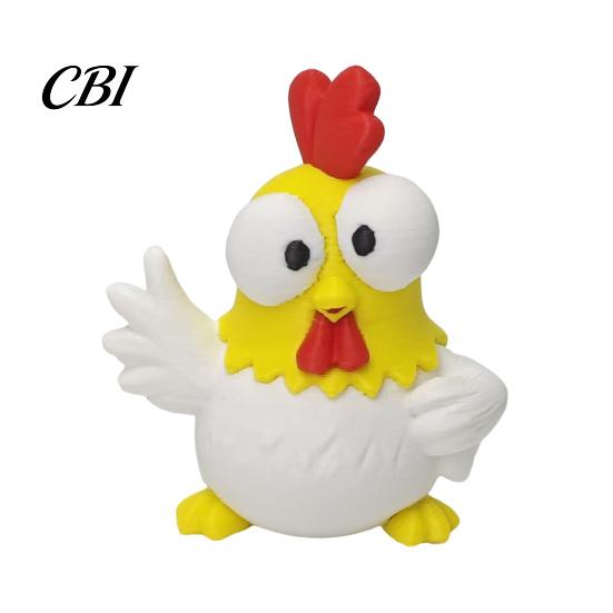 Mini Desktop Ornament 3D Printed Cartoon Rooster Figurine, Big-Eyed Funny Emoticon Figure Ornament, Cute Animal Sculpture, Creative Office Gift Worker Chick
