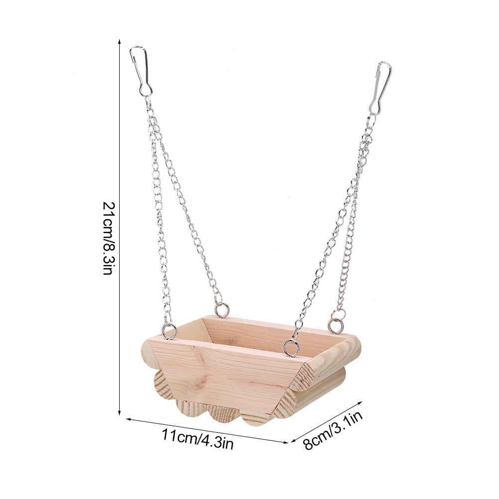 Wooden Small Pet Swing Hanging Boat Toy with Chain for Hamster Hang On the Cage Top
