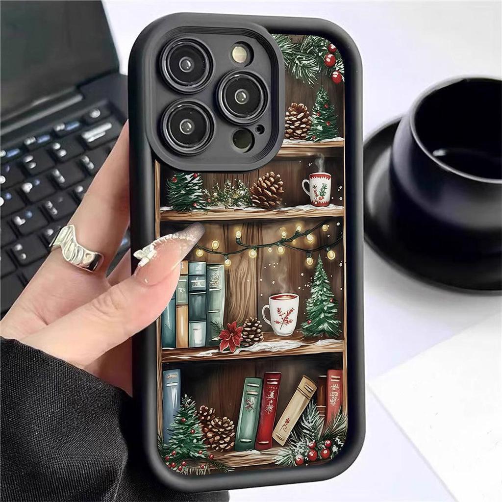 Christmas Bookshelf Ladder Black Phone Case for iPhone 14/15/16/17 Pro Max