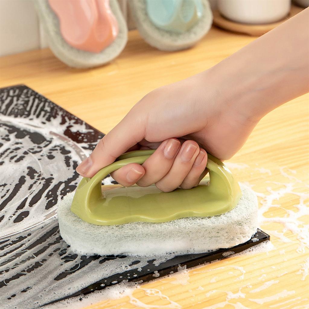 1 Handle Sponge Brush Soft Sponge Eraser For Cleaning Bathtub Tile Cleaner Kitchen Tool