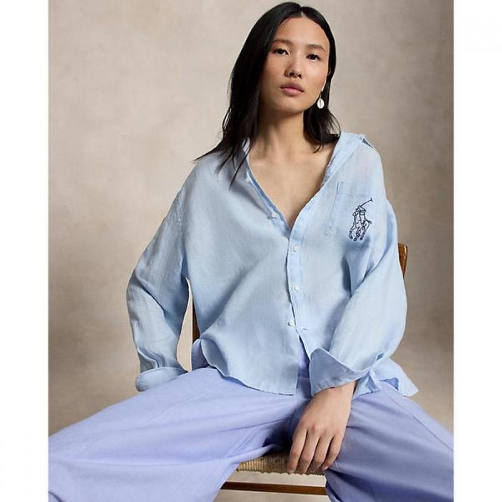 Polo Ralph Lauren Women S overSized Big Pony Linen Shirt S