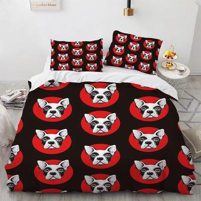 Juego de Ropa de Cama de Invierno Incluye Funda Nórdica + Funda de Almohada Estampado Bulldog Francés Huella de Pata de Perro Mascota Funda de Colcha Juego Para Niños Adultos