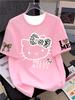 Hello Kitty Printed Leopard Print Womens Shortsleeved Tshirt Suitable for Wearing In Summer 2026 Comfortable Tshirt