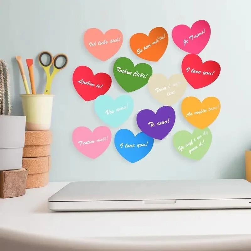 8pcs Heart-Shaped Sticky Notes - Colorful Memo Pads with Self-Adhesive Backing - Cute Reminder Notepads for Office/Home