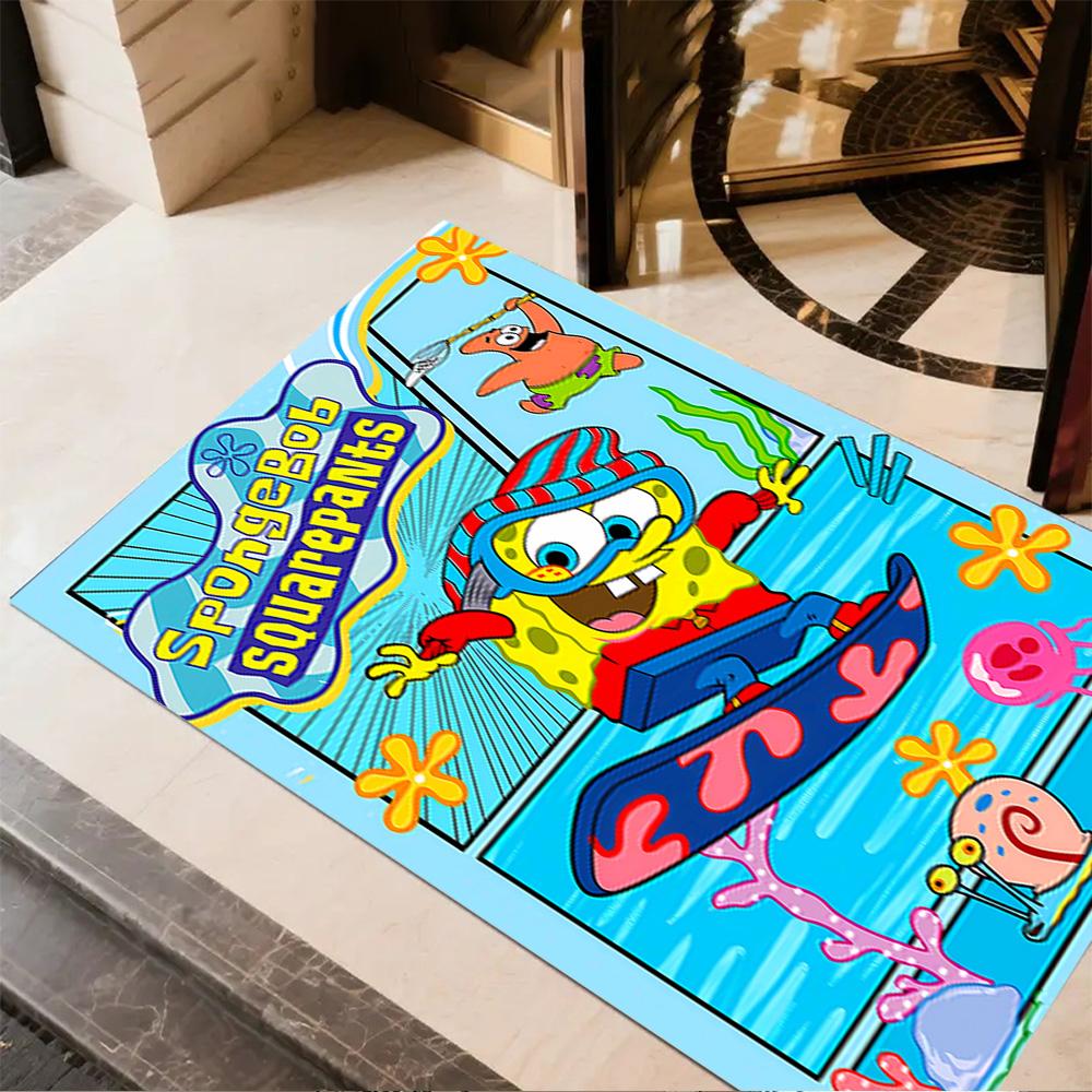 Yellow Spongebob Happiness Area Rug Design for Foyer Dining Room Study room Hallway Anti-slip Rug Decorate Offices