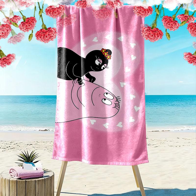 Barbapapa Art Print Beach Towel, Large Soft Quick Dry Towel for Beach Camping Swimming