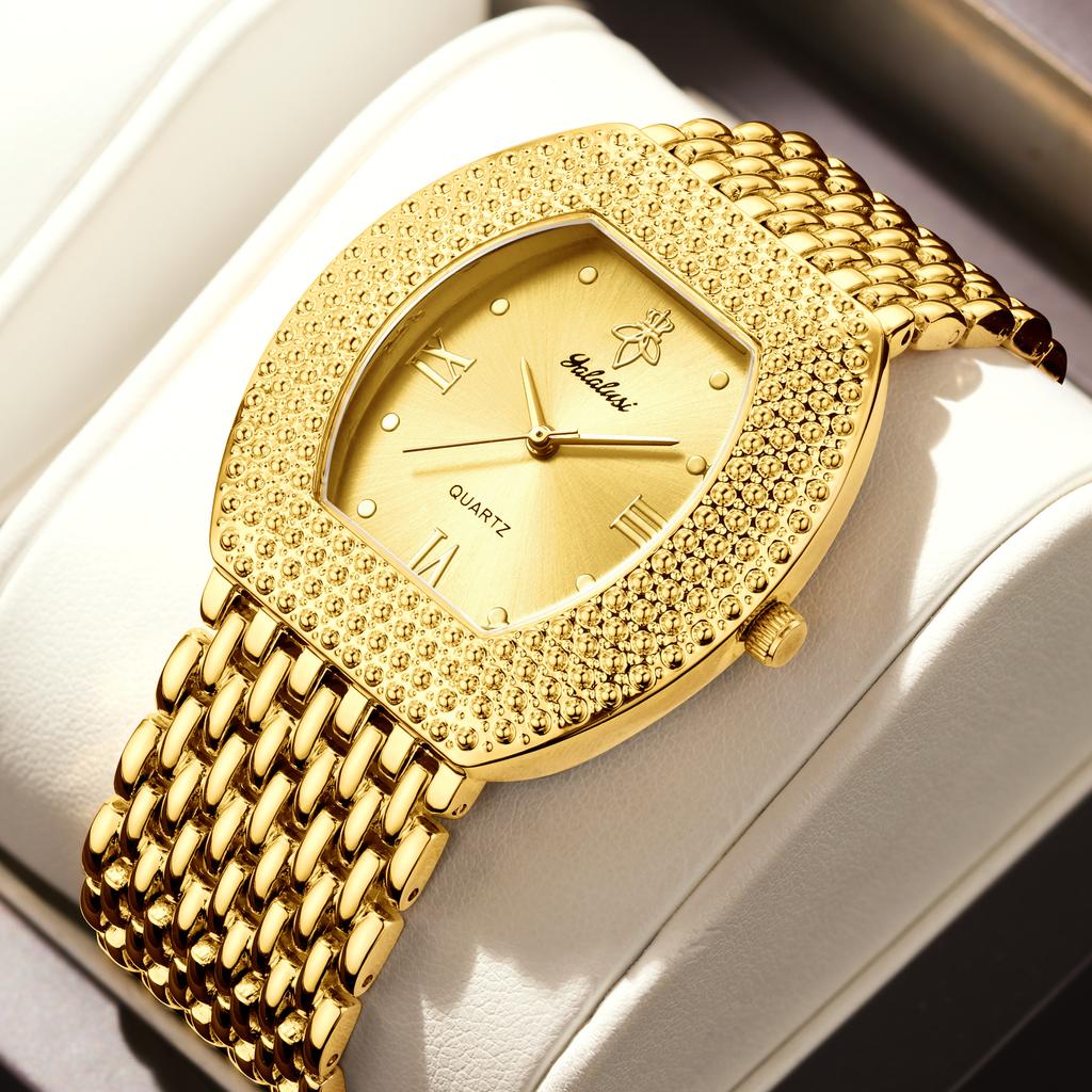 YaLaLuSi Brand Women's Waterproof Bucket-Shaped Quartz Watch: A Luxurious Small Gold Bracelet Watch Gift Reloj Mujer Ladies Girl