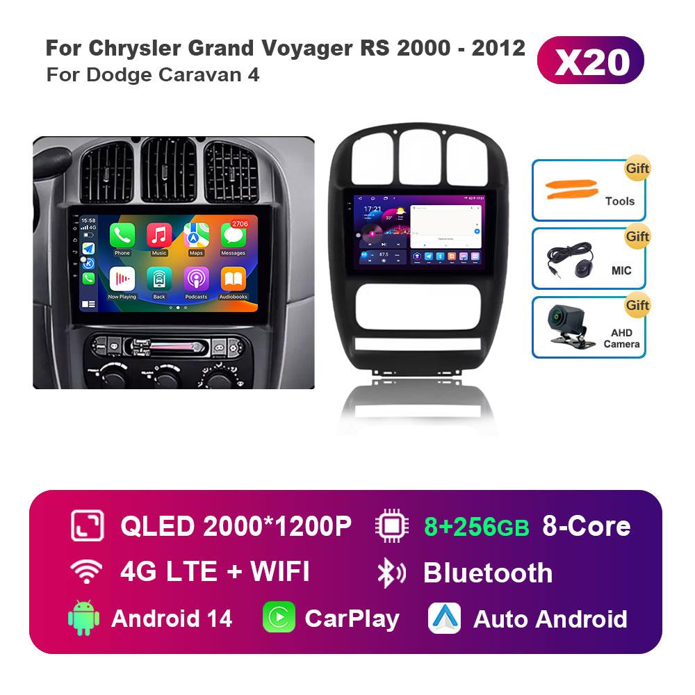 Car Radio Multimedia Player Android 14 System for Dodge Caravan 4 For Chrysler Grand Voyager RS 2000 - 2012 GPS Navi WiFi BT
