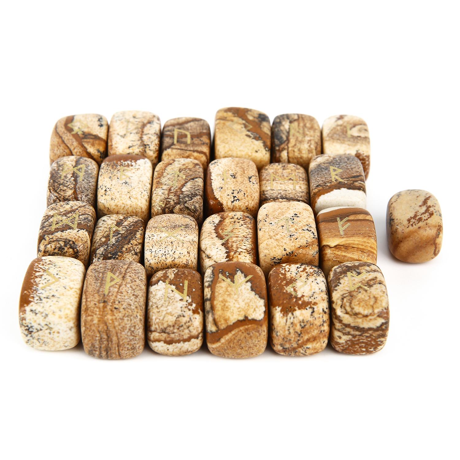 25 Natural Rune Stone Set, Viking