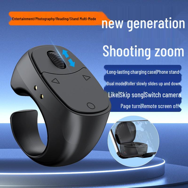Bluetooth Finger Ring Remote Control with Charging Case: Camera & TikTok Selfie Controller