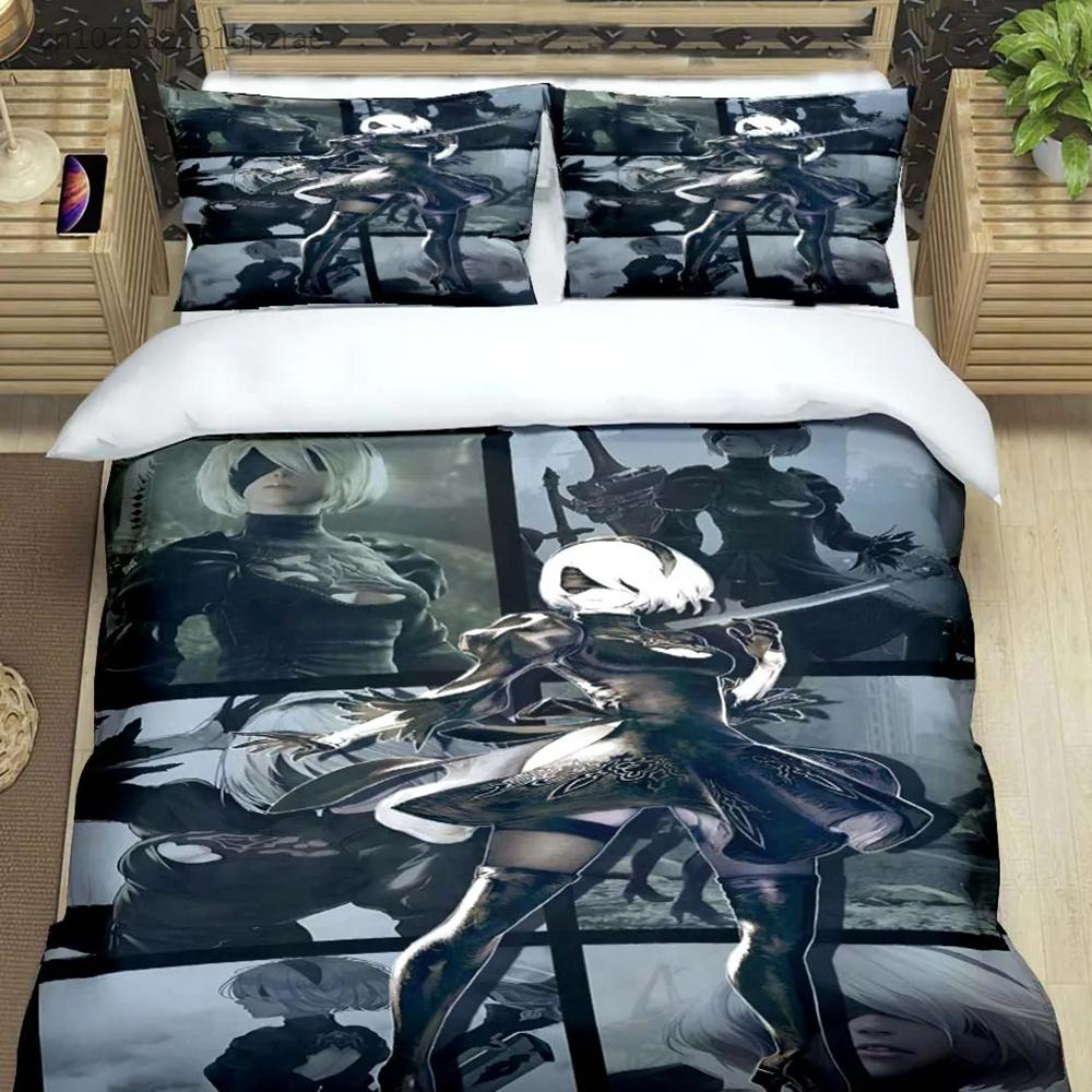 Famous Film Role A-Automata Nier Print Bedding Sets Bed Supplies Set Comforter Set Teens Girls Cartoon Twin Single Kid Gift