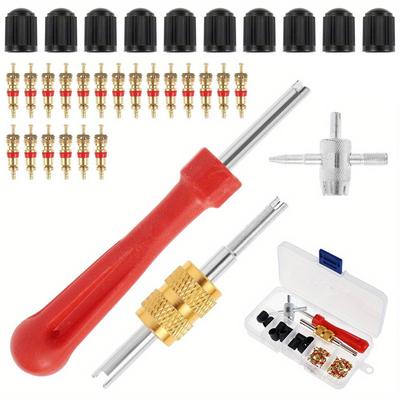 Tibemi Tire Valve Core Repair Tool Set, 33 Pieces, Insect Crank Screwdriver, Air Valve