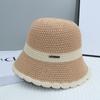 Korean-style Japanese straw fisherman hat for women with metal logo, makes the face look smaller, fully covers the face, breathable and