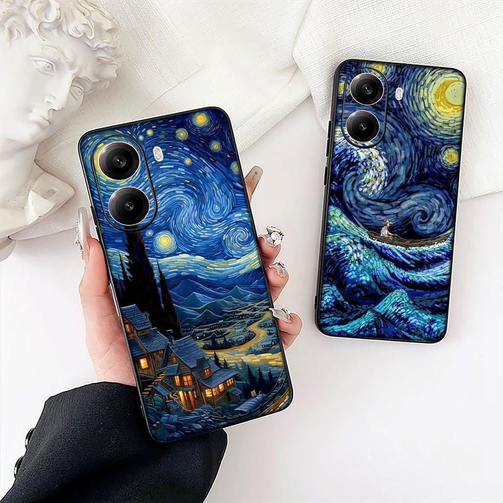 Van Gogh Starry Night Painting Protective Cover for Xiaomi Redmi Note 12 11 10 A3 Pro 10A 10C 12C Note12 5G Phone Case