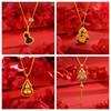 Jindian has the same Fulu God of Wealth, sand gold ancient French wire matte lucky gourd pendant, retro court necklace wholesale.