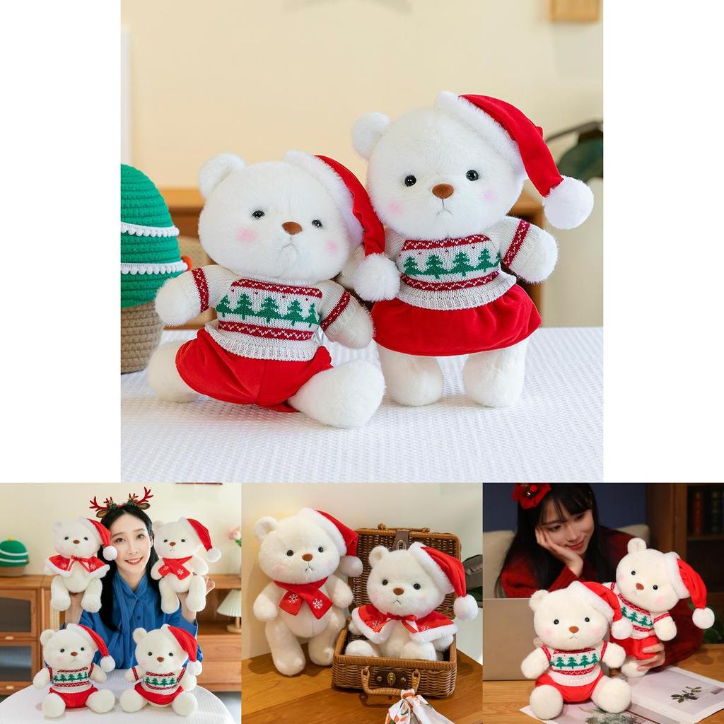 Entzückendes bewegliches Weihnachts-Bären-Stofftier für Kinder, perfekt zum Kuscheln und Dekorieren
